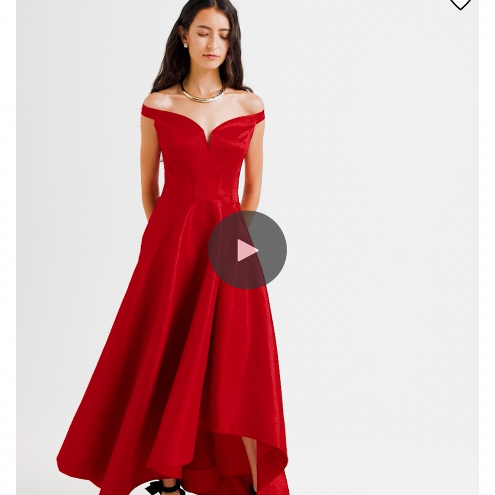 Ruby Red Off-Shoulder Taffeta Midi Dress White House Black Market NWT 6P - Picture 5 of 9